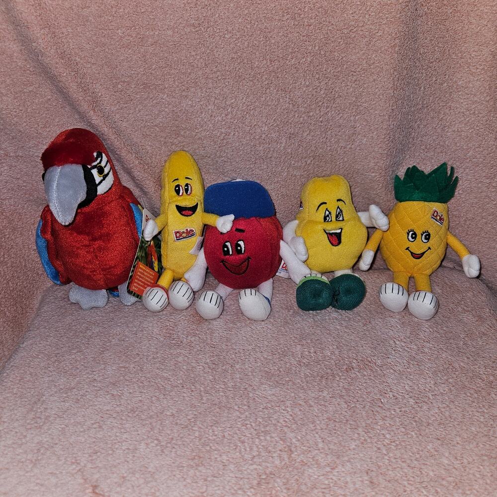 Vintage 1999 Promo Dole Discovery Channel Scarlet Macaw Backpack/4 Fruit Mascots